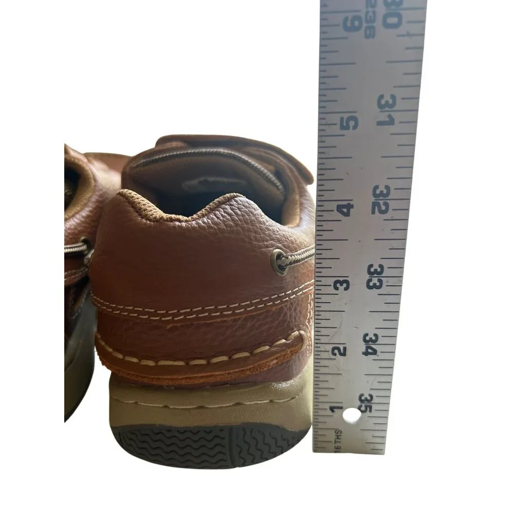 Guide Gear Mens GG Hook N Loop Boat Shoes Size 10 Leather/Textile Upper Brown